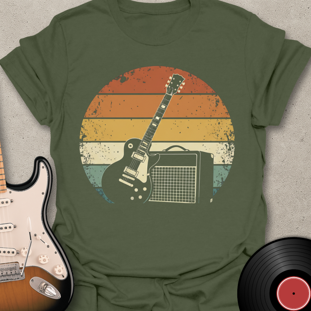 Retro Sunset Guitar T-Shirt