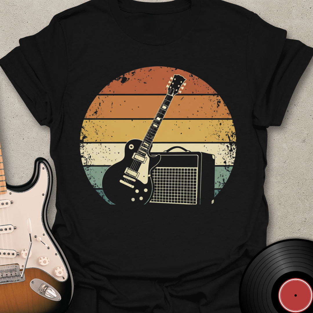 Retro Sunset Guitar T-Shirt