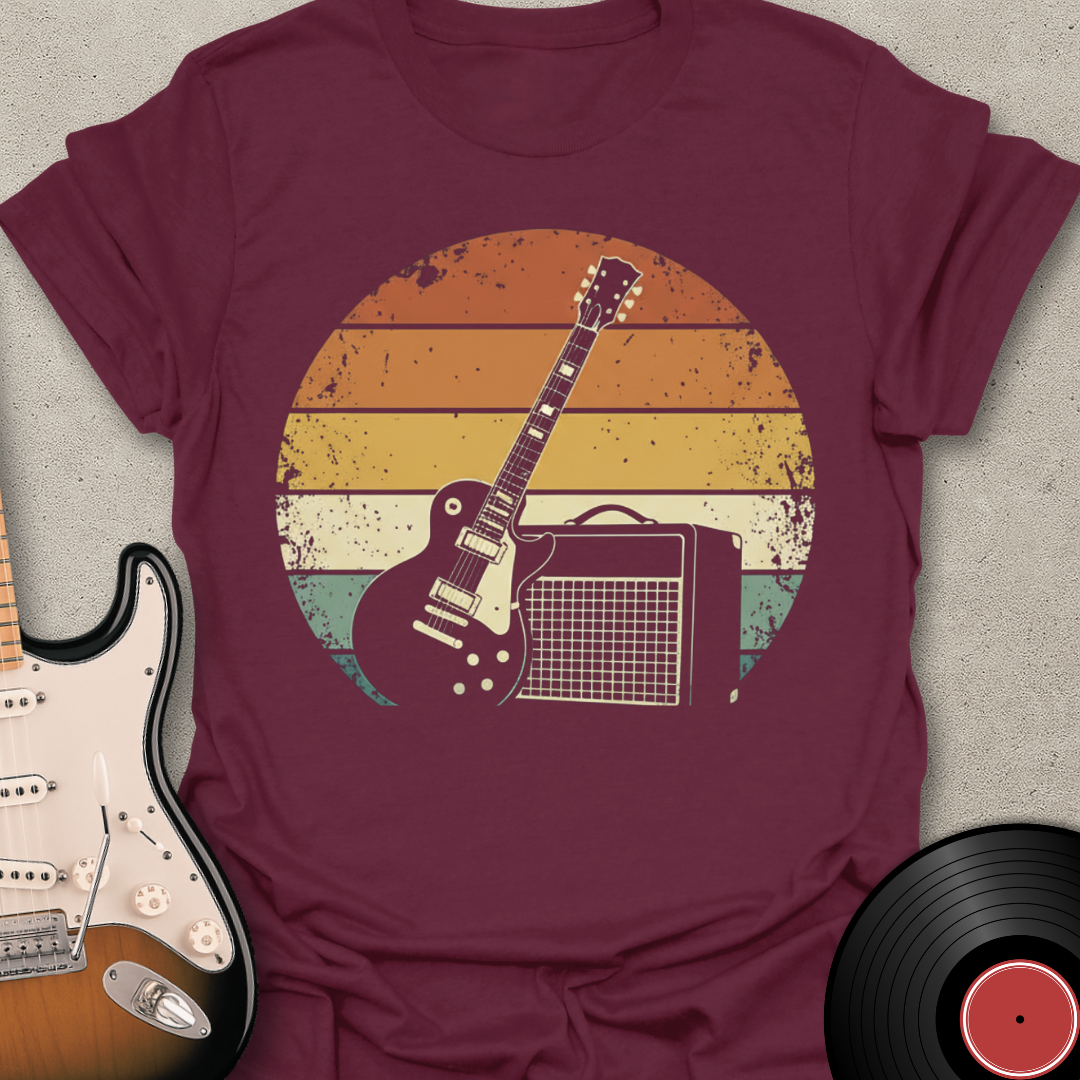 Retro Sunset Guitar T-Shirt