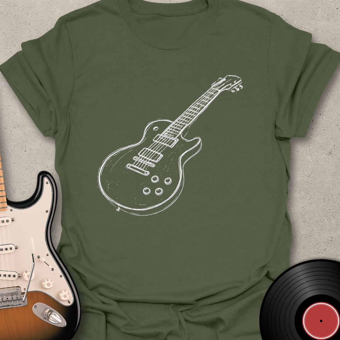 Line Art Guitar T-Shirt