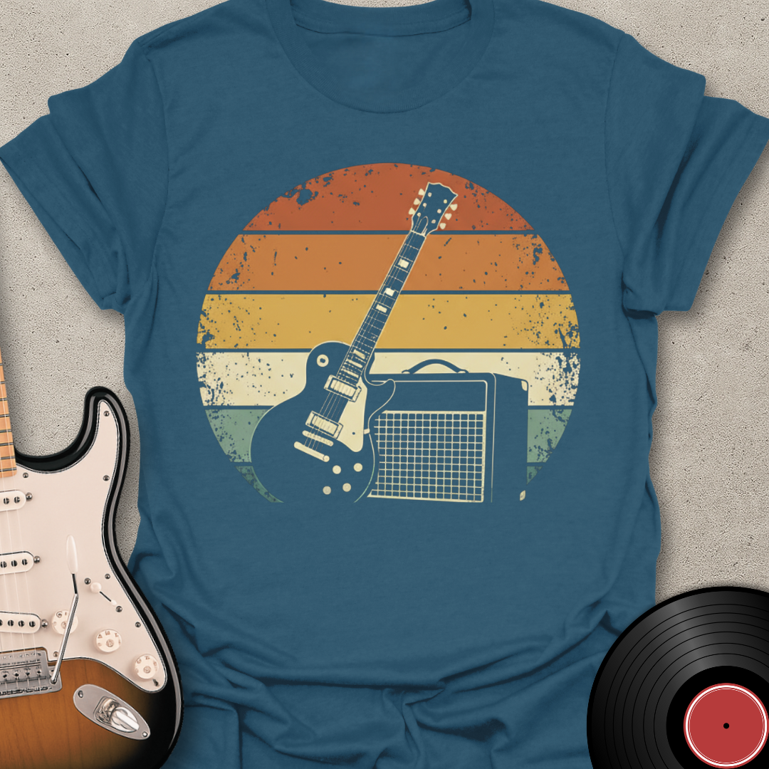Retro Sunset Guitar T-Shirt